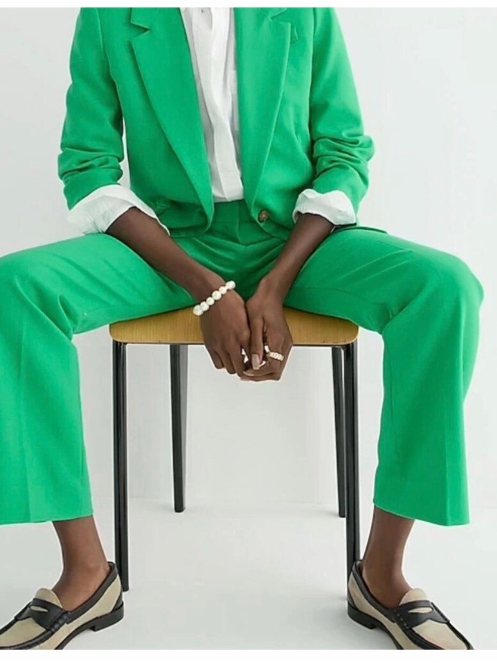 J. Crew Bright Green Tailored Straight-Leg Trousers